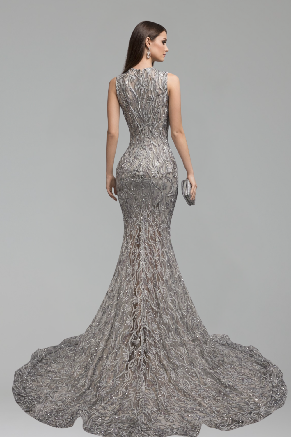 Illusion Embellished Mermaid Gown - LAROSABRIDE
