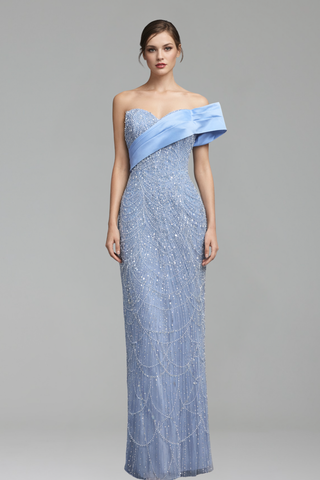 One-Shoulder Beaded Mermaid Dress