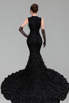Beaded Illusion Mermaid Gown - LAROSABRIDE