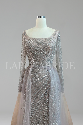 Beaded Mermaid Gown with Skirt - LAROSABRIDE