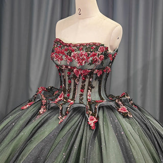 Glitter Sleeveless Vintage Puffy Quinceañera Party Dress