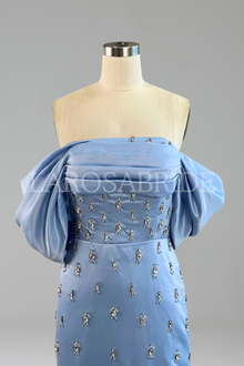 Off-Shoulder Satin Gown-Larosabride
