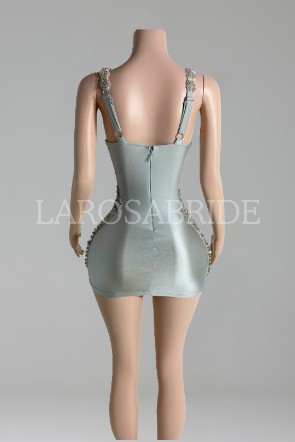 Sculpted-Bead Mesh Mini Dress-Larosabride