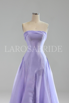 Lilac Strapless A-Line Tulle Evening - LAROSABRIDE