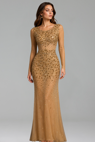 Golden Crystal Illusion Gown - LAROSABRIDE