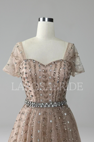 A-Line Beaded Backless Dress-Larosabride