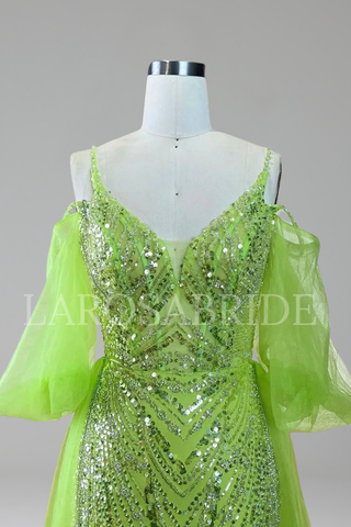 Spaghetti Strap Beaded Overskirt Dress - LAROSABRIDE