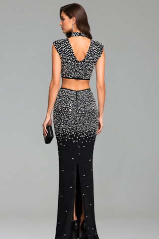 Crystal Embellished Two-Piece Evening Set