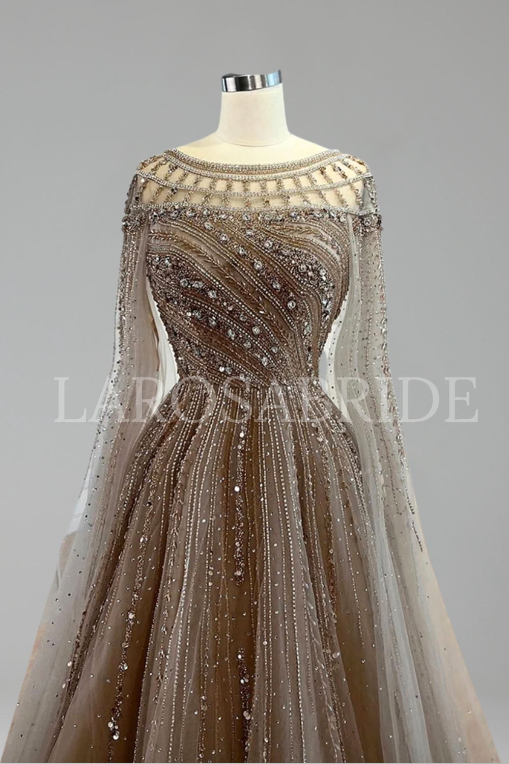Beaded Cape Dress - LAROSABRIDE