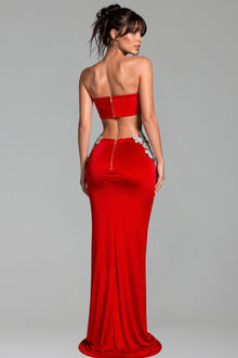 Crystal Floral Strapless Two-Piece Gown - LAROSABRIDE