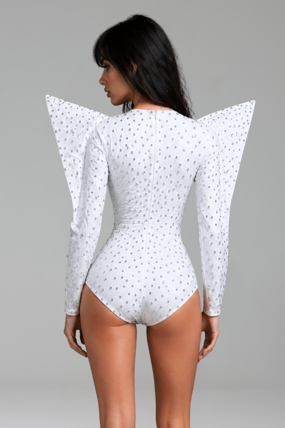 Structured Shoulder Crystal Embellished Bodysuit - LAROSABRIDE
