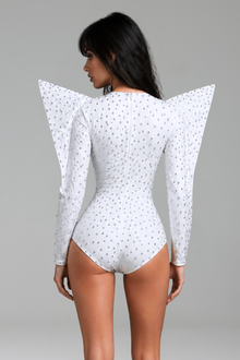 Structured Shoulder Crystal Embellished Bodysuit - LAROSABRIDE