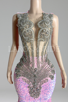 Crystal Spine Pink Mermaid Gown-Larosabride