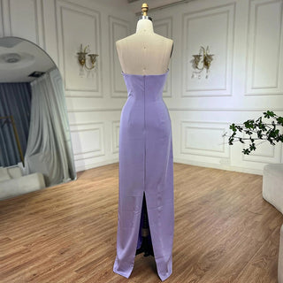Ships in 2 to 5 Days - Elegant Lilac Strapless Evening Gown – Luxury Beaded Dress with Long Cape for Parties