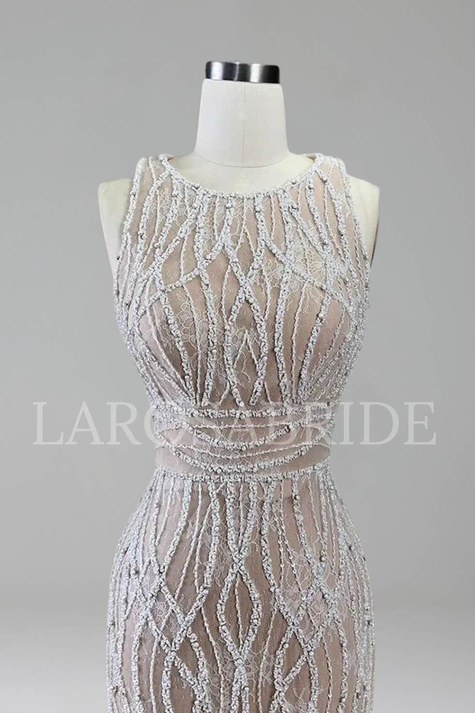Feather Beaded Midi Dress - LAROSABRIDE