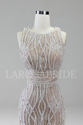 Feather Beaded Midi Dress - LAROSABRIDE