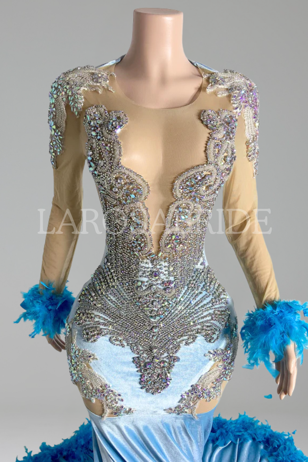 Feather Cuff Beaded Mermaid-Larosabride