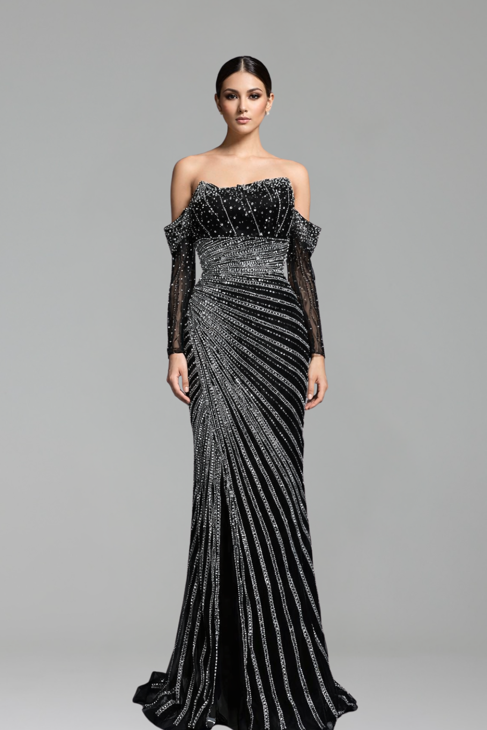 Strapless Beaded Mermaid Dress-Larosabride