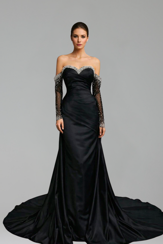 Mermaid Dress with Detachable Sleeves