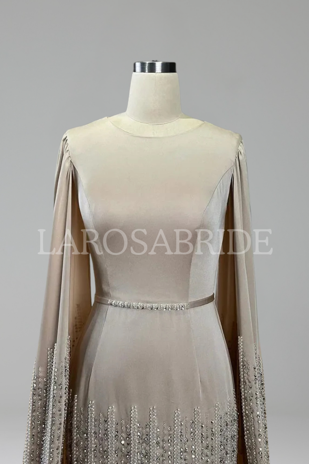 Beaded Satin Cape Mermaid Dress-Larosabride