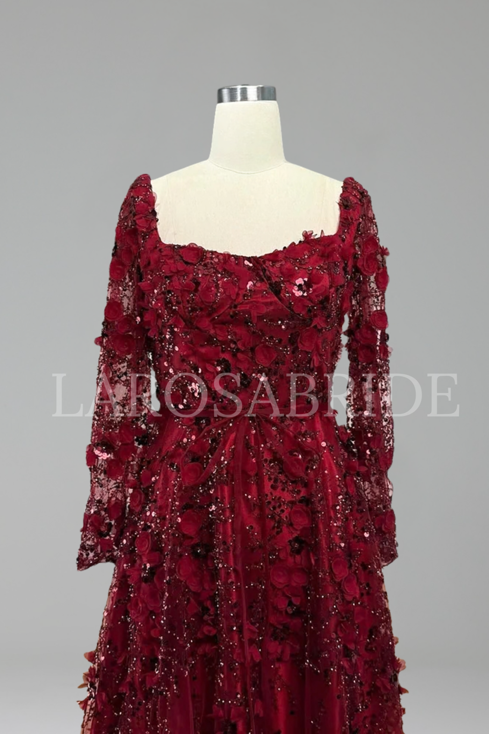 Lace Up Beaded A-Line Dress - LAROSABRIDE