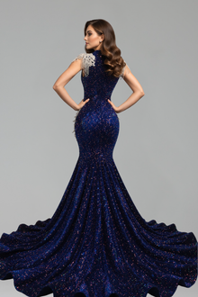 Beaded Cutout Mermaid Gown - LAROSABRIDE