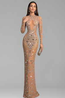 Mirror Embellished Bodycon Gown - LAROSABRIDE