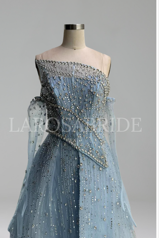 A Line Evening Dress Crystal Beaded - LAROSABRIDE