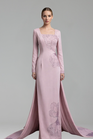 Beaded Satin Mermaid Dress