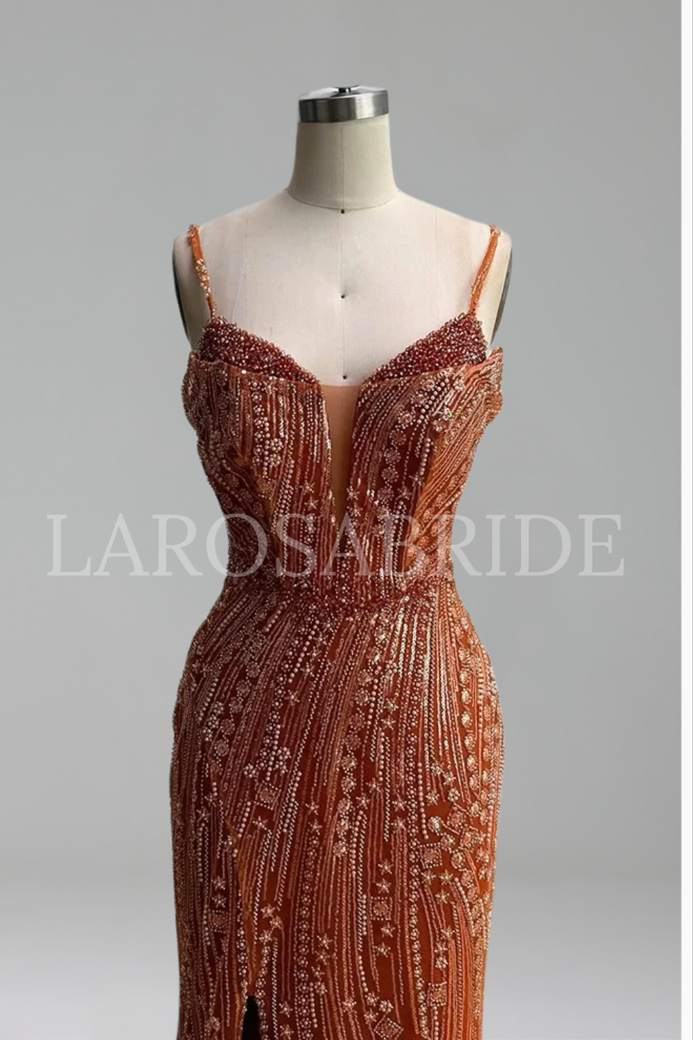 Mermaid Dress with Slit Spaghetti Straps - LAROSABRIDE