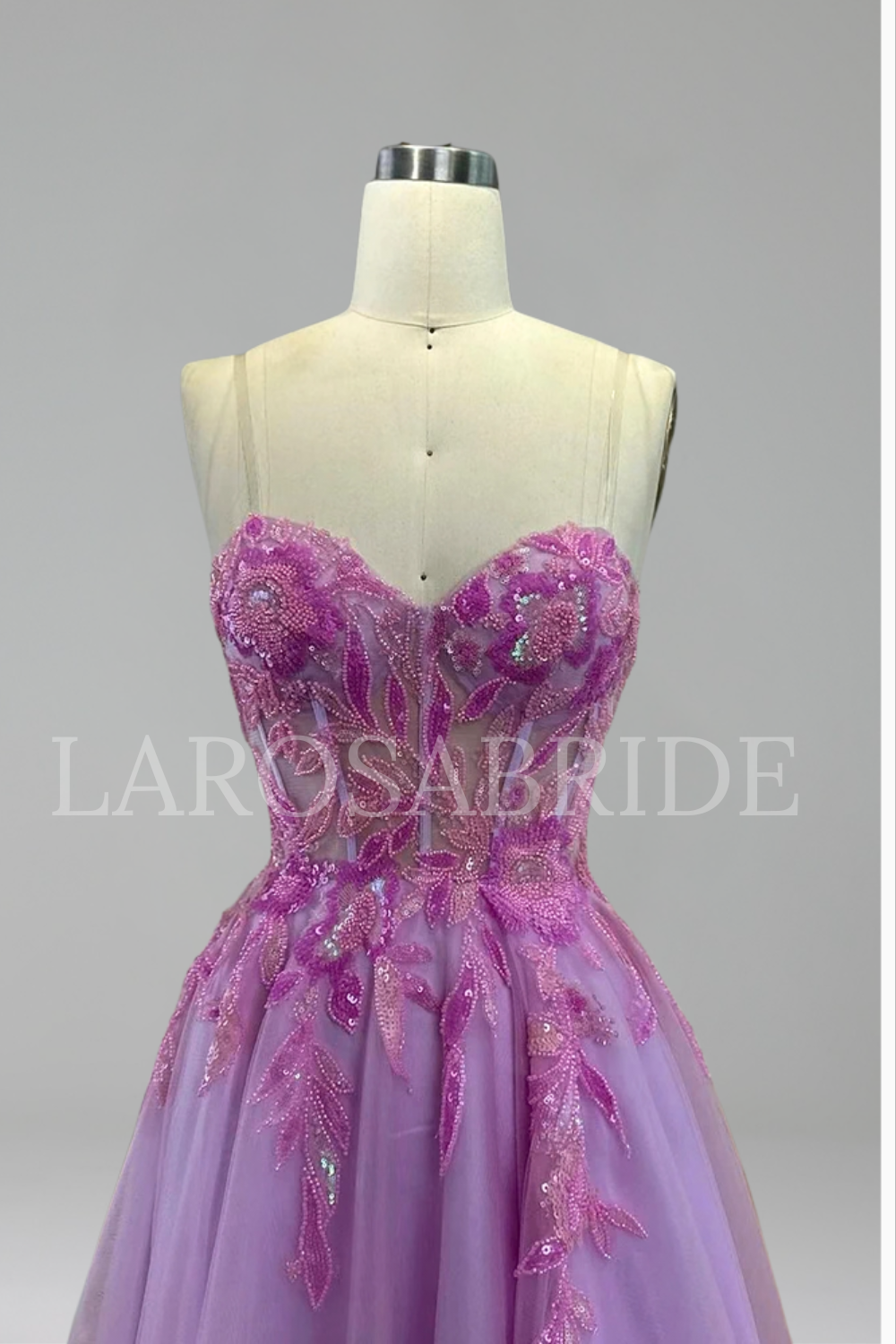 Prom Dress Tulle Beaded A Line Ball Gown - LAROSABRIDE
