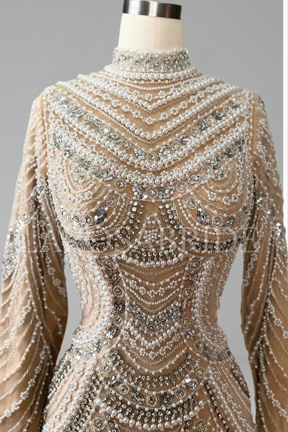 Beaded High-Slit Mermaid Dress - LAROSABRIDE