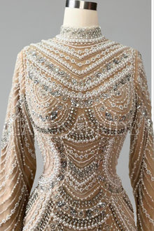 Beaded High-Slit Mermaid Dress - LAROSABRIDE