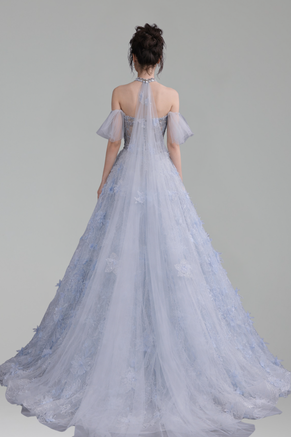 Beaded 3D Floral Appliques Off Shoulder A Line - LAROSABRIDE