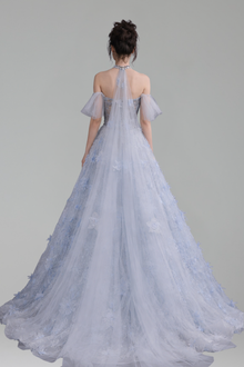 Beaded 3D Floral Appliques Off Shoulder A Line - LAROSABRIDE