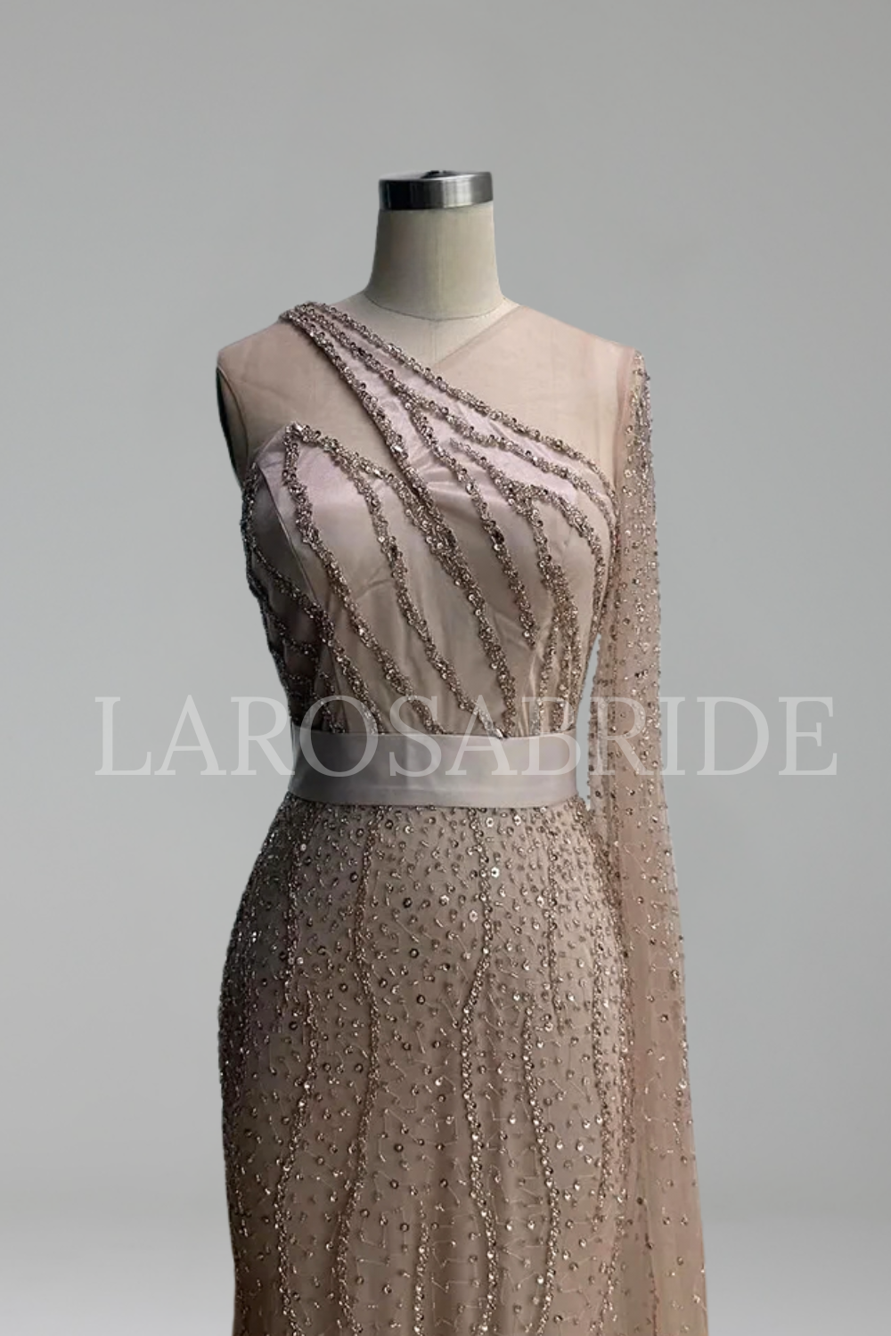 Feather Beaded Mermaid Dress - LAROSABRIDE