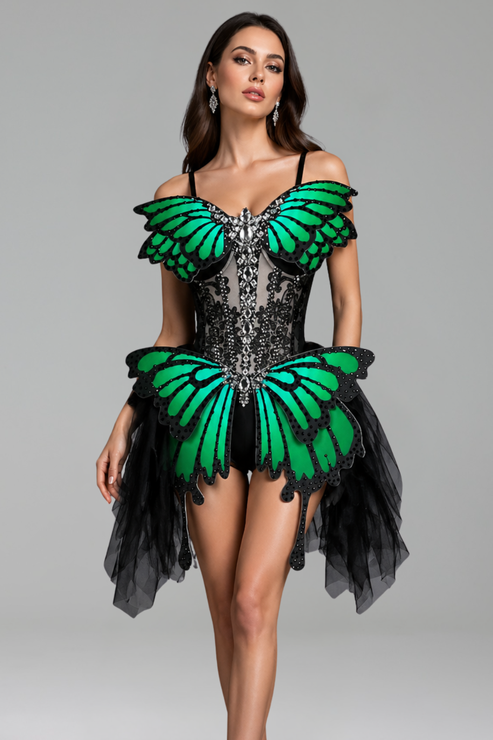 Butterfly Appliqu� Corset Mini Dress - LAROSABRIDE