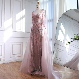 Blush Crystal-Draped Couture Gown