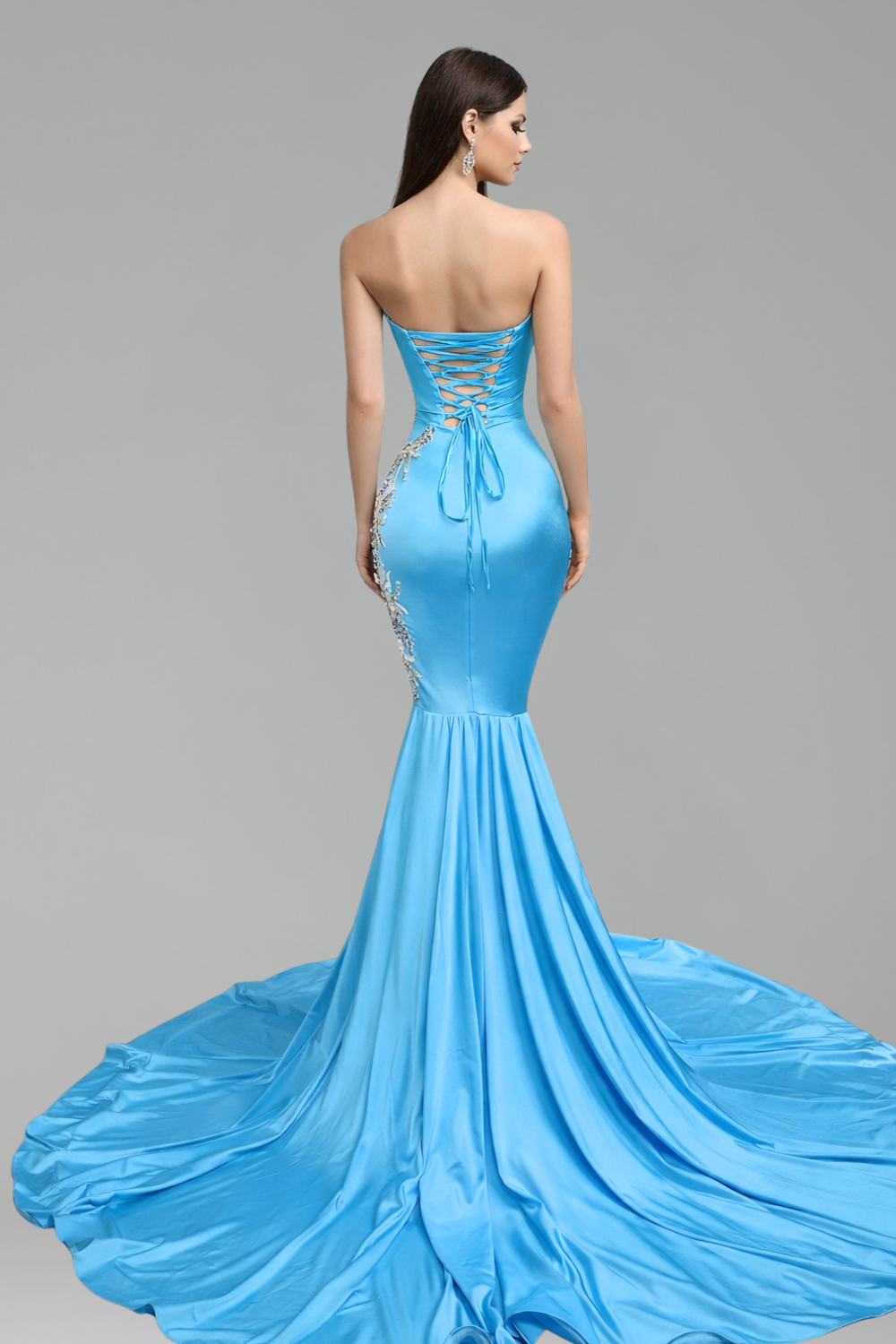 Satin Mermaid Lace Gown - LAROSABRIDE
