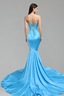 Satin Mermaid Lace Gown - LAROSABRIDE