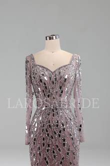 Long-Sleeve Sequin Dress - LAROSABRIDE