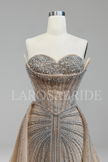 Crystal Beaded Mermaid Overskirt Dress - LAROSABRIDE