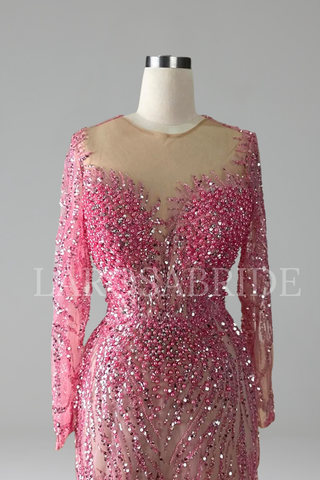 Pearl Beaded Mermaid Evening Dress - LAROSABRIDE