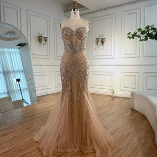 Ships in 2 to 5 Days - Luxury Mint Green Satin Prom Dress – Beaded Mermaid Gown with Thigh-High Slit.