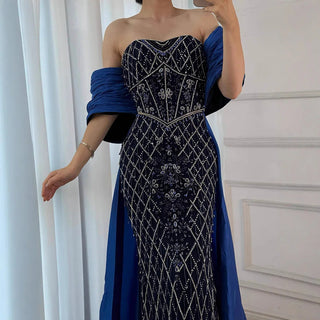 Strapless Beaded Overskirt Gown