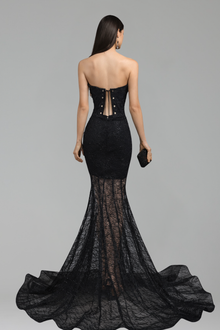 Sheer Lace Veil Mermaid Gown - LAROSABRIDE