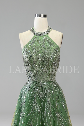 Halter Mermaid Evening Dress - LAROSABRIDE