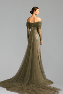 Off Shoulder Lace Mermaid Gown-Larosabride