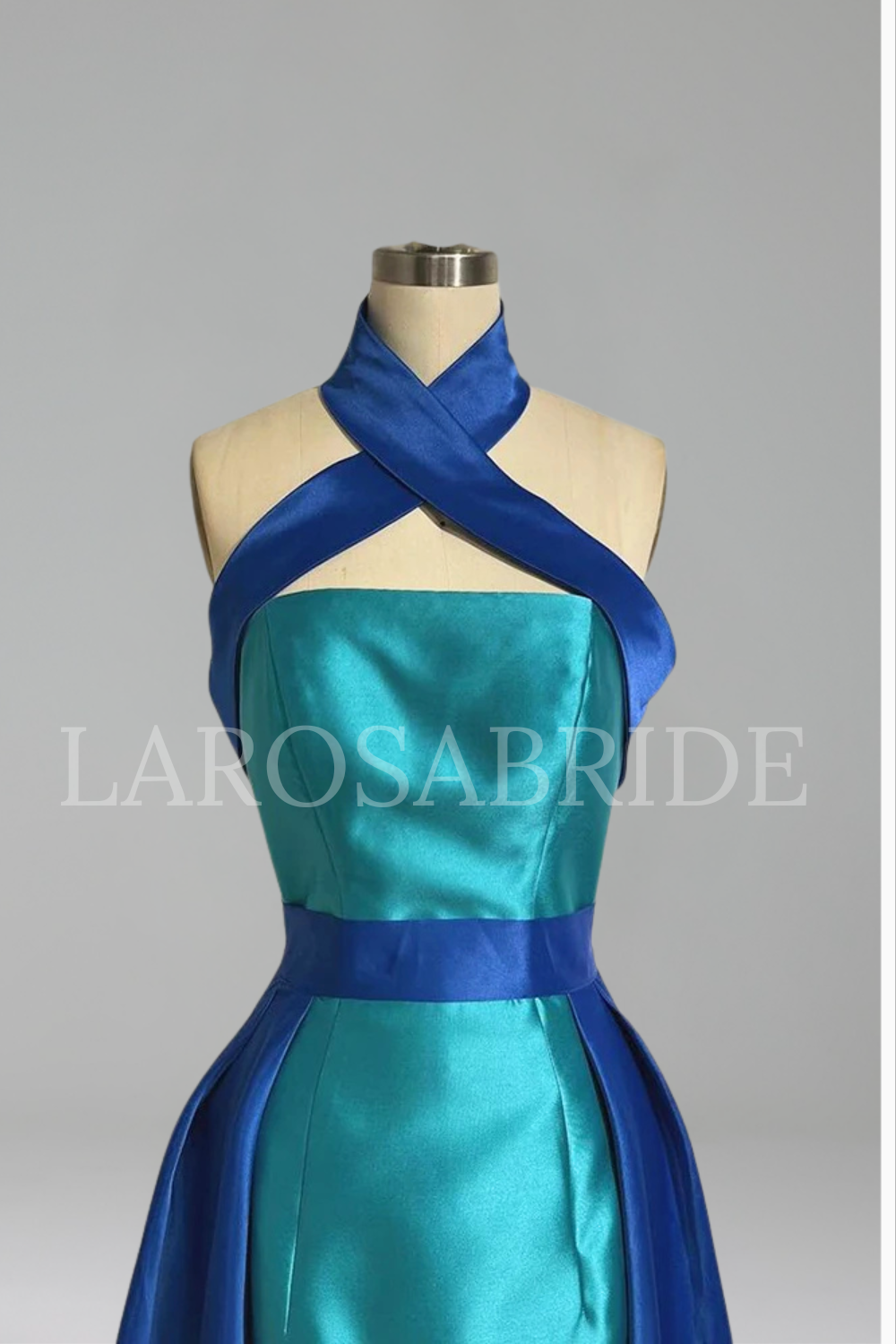 Criss Cross Halter Dress with Beaded - LAROSABRIDE