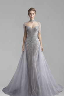 Regal Crystal Draped Gown-Larosabride
